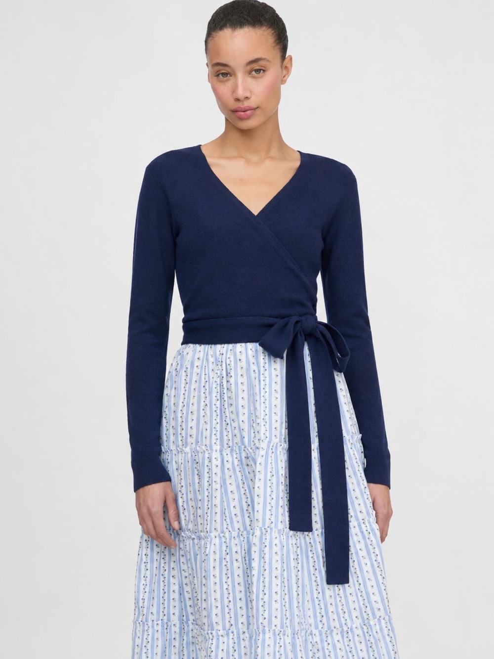 Hill House | 100% Merino Wool Navy Ballet Wrap Sweater ~ New w/ Tags Large - Picture 2 of 7